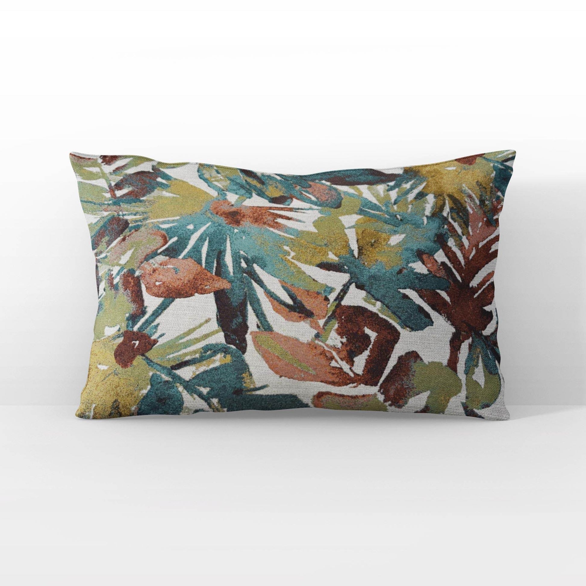 Plutus Green Yellow Red Verdant Dream Floral Luxury Throw Pillow - Plutus Brands