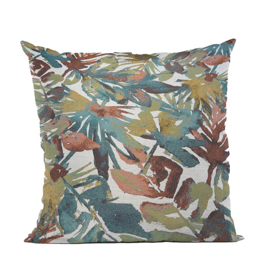 Plutus Green Yellow Red Verdant Dream Floral Luxury Throw Pillow - Plutus Brands