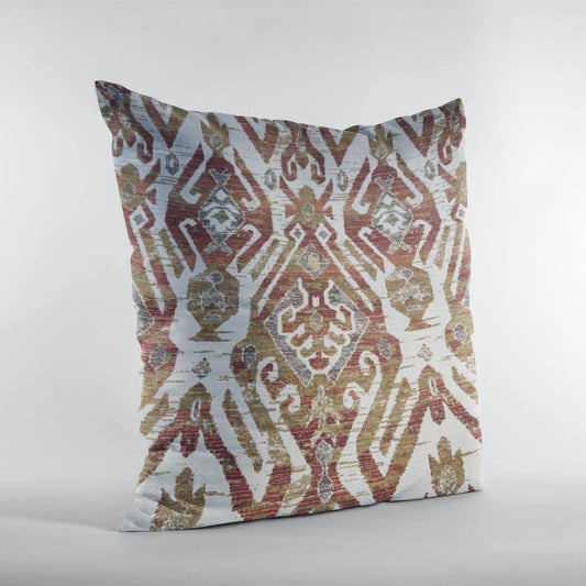 Plutus Red Beige Royal Charm Damask Luxury Throw Pillow - Plutus Brands
