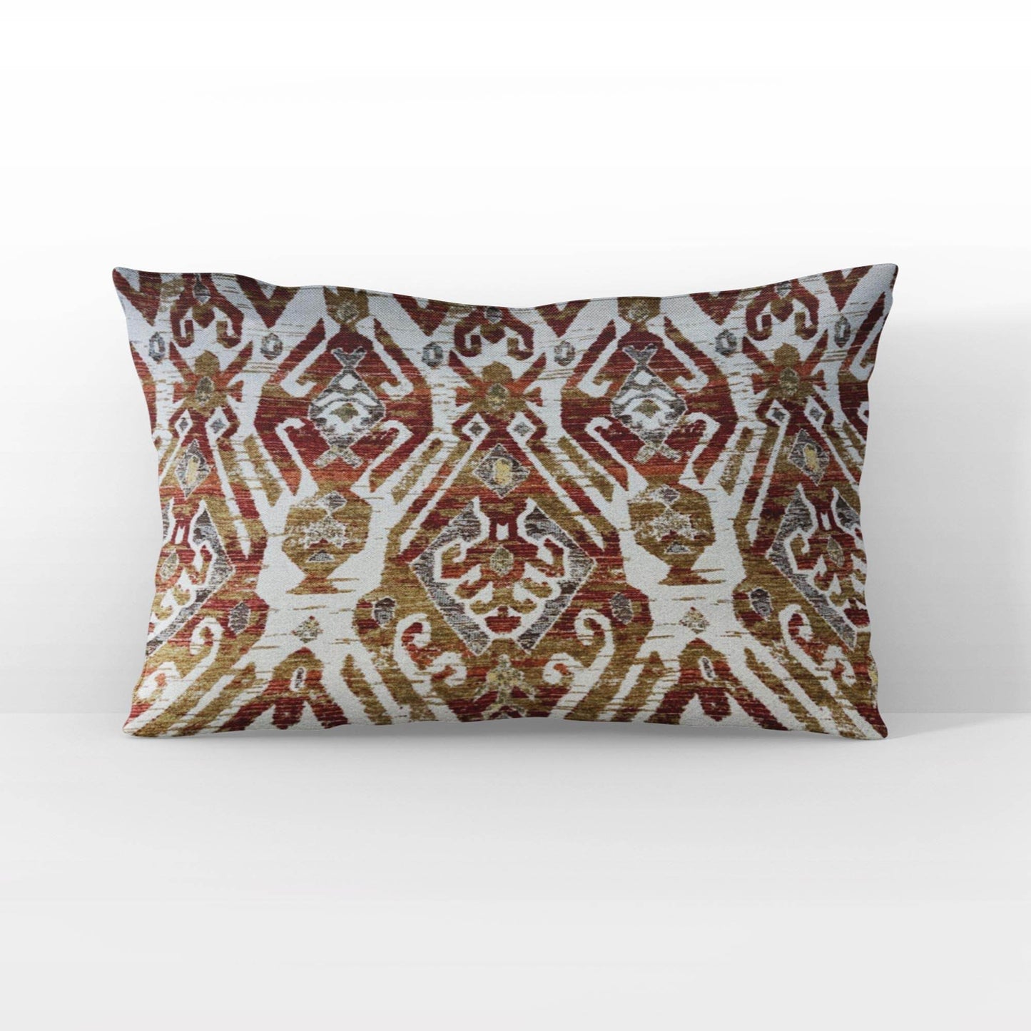 Plutus Red Beige Royal Charm Damask Luxury Throw Pillow - Plutus Brands