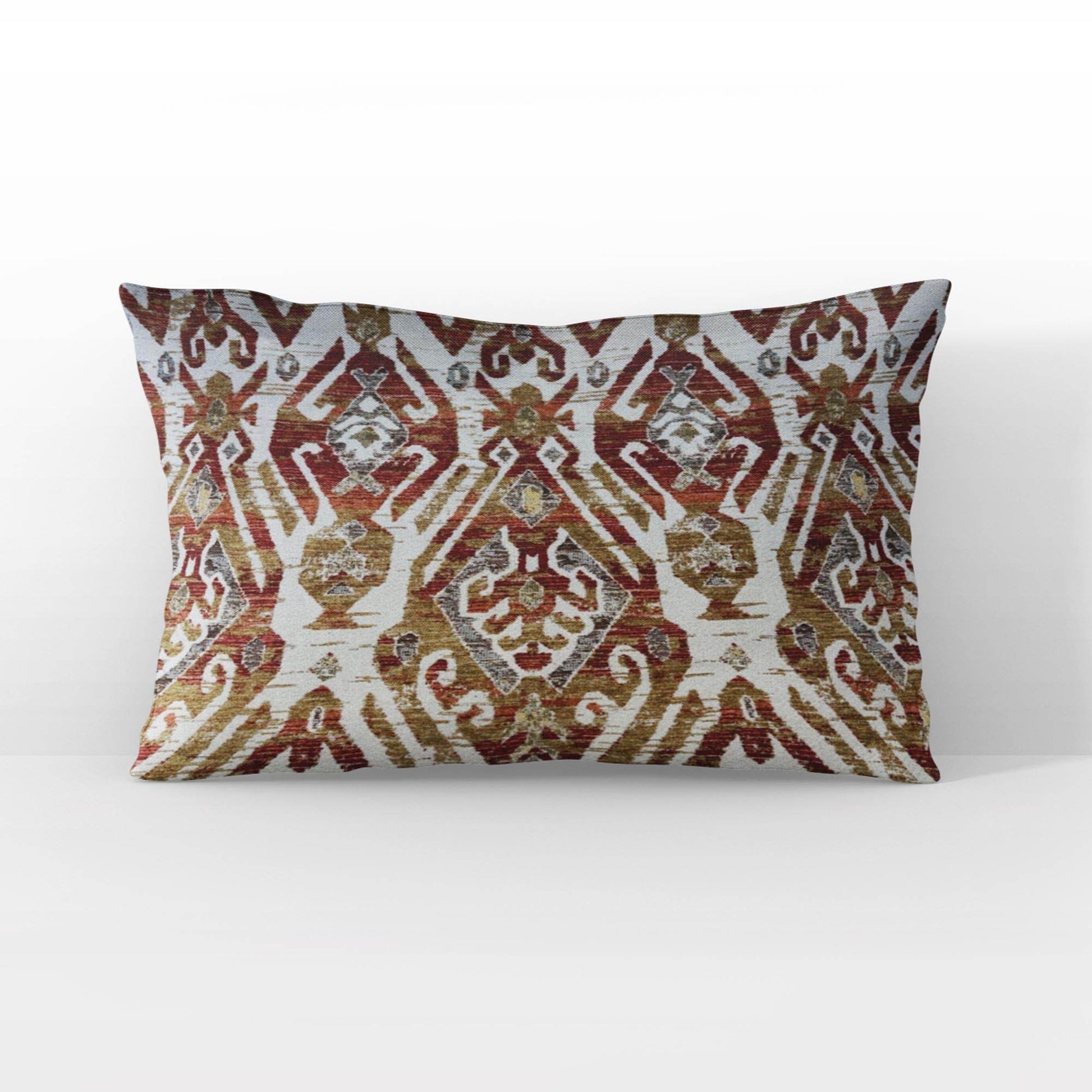 Plutus Red Beige Royal Charm Damask Luxury Throw Pillow - Plutus Brands