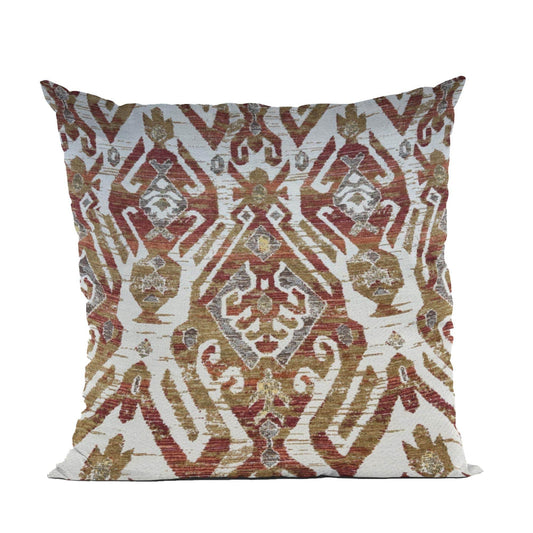 Plutus Red Beige Royal Charm Damask Luxury Throw Pillow - Plutus Brands