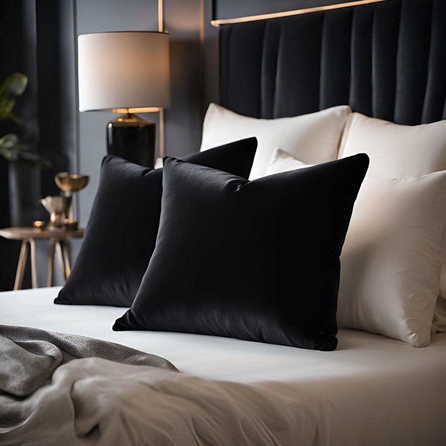 Plutus Black Midnight Luxe Velvet Luxury Throw Pillow - Plutus Brands
