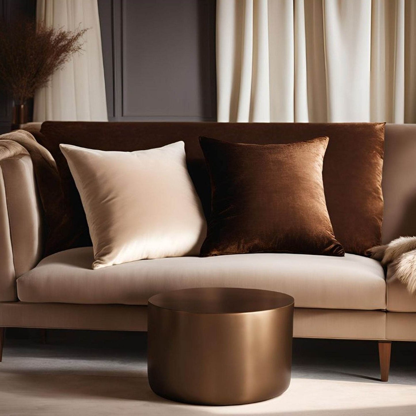 Plutus Chestnut Royale Velvet Luxury Throw Pillow - Plutus Brands