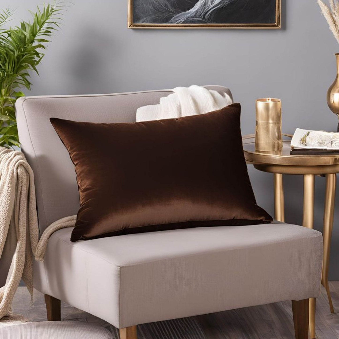 Plutus Chestnut Royale Velvet Luxury Throw Pillow - Plutus Brands