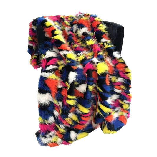 Plutus Purple, Yellow, Black Amazonian Bird Faux Fur Luxury Throw Blanket - Plutus Brands