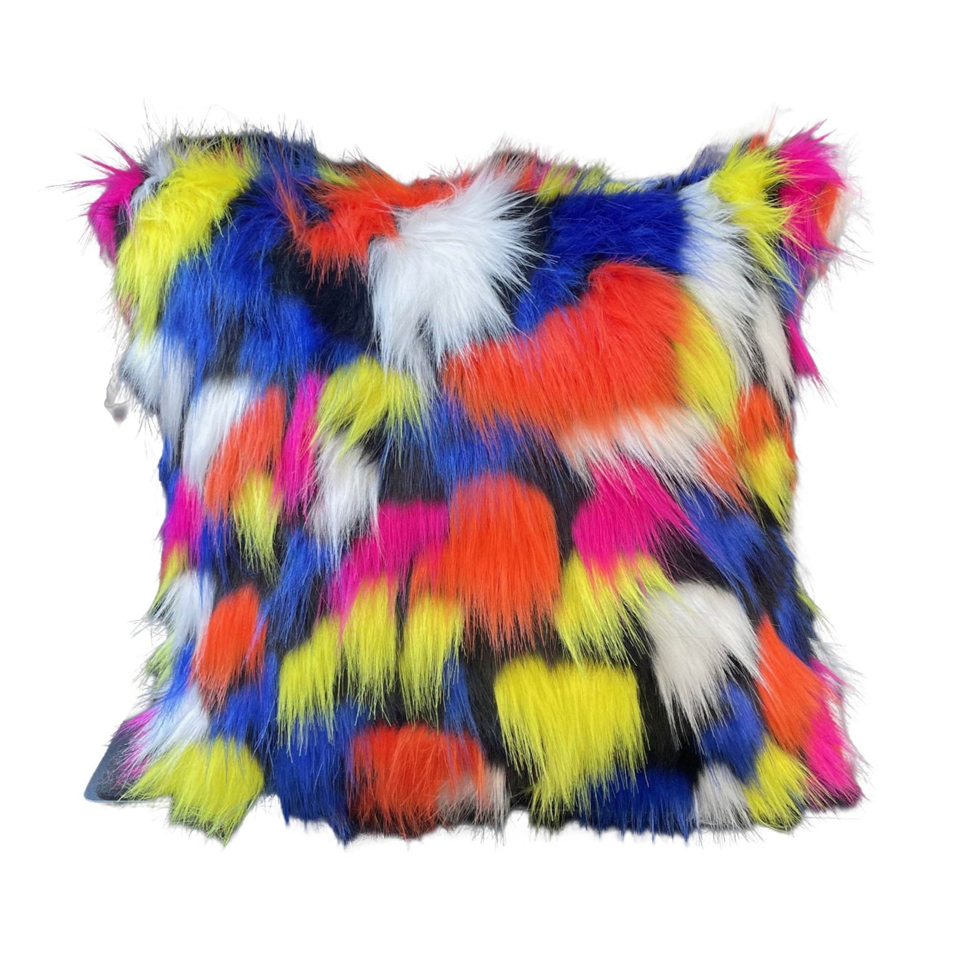 Plutus Purple, Yellow, Black Amazonian Bird Animal Faux Fur Luxury Throw Pillow - Plutus Brands