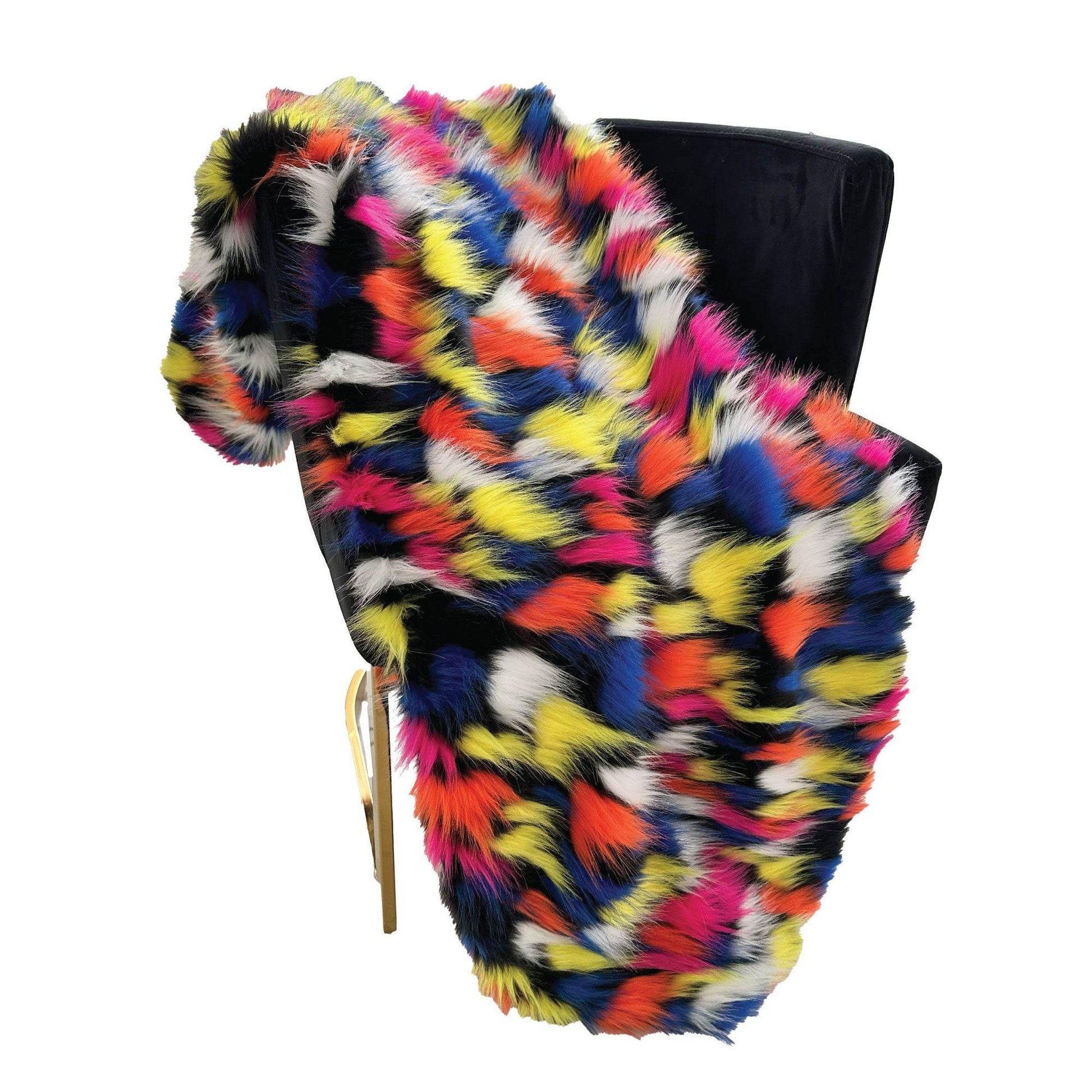 Plutus Purple, Yellow, Black Amazonian Bird Faux Fur Luxury Throw Blanket - Plutus Brands
