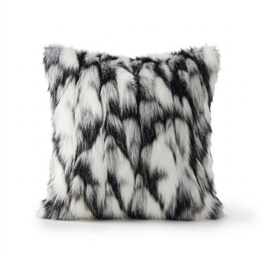 Plutus Black, White Zebra Animal Faux Fur Luxury Throw Pillow