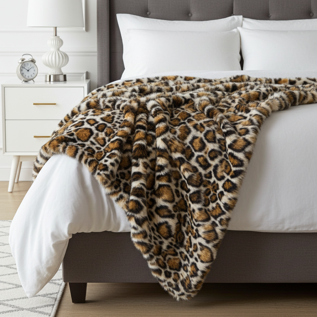 Plutus Brown Tiger Faux Fur Luxury Throw Blanket