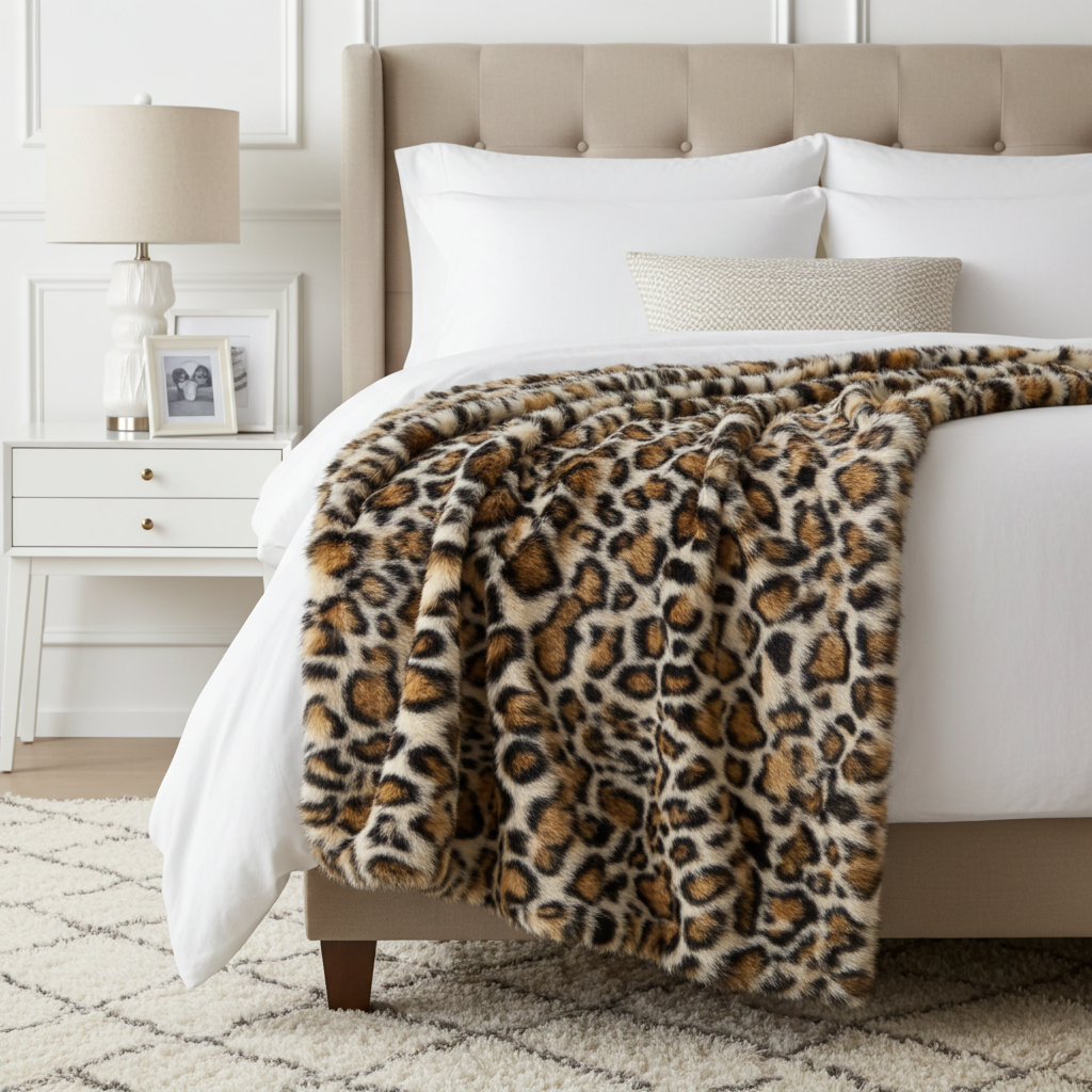 Plutus Brown Tiger Faux Fur Luxury Throw Blanket