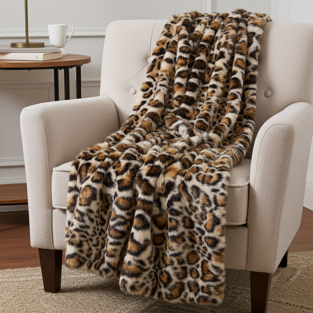 Plutus Brown Tiger Faux Fur Luxury Throw Blanket