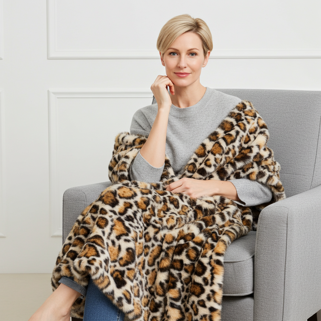 Plutus Brown Tiger Faux Fur Luxury Throw Blanket