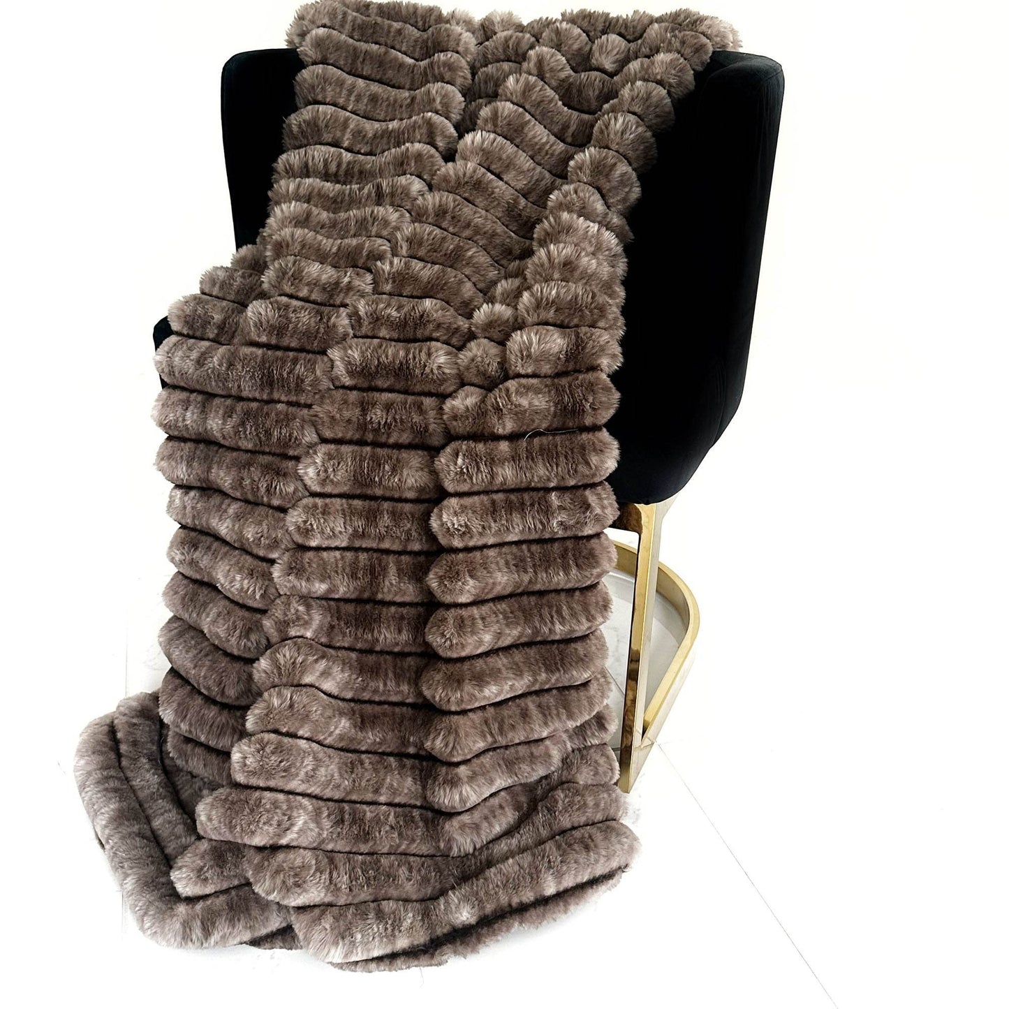 Plutus Brown Luxe Bunny Faux Fur Luxury Throw Blanket - Plutus Brands