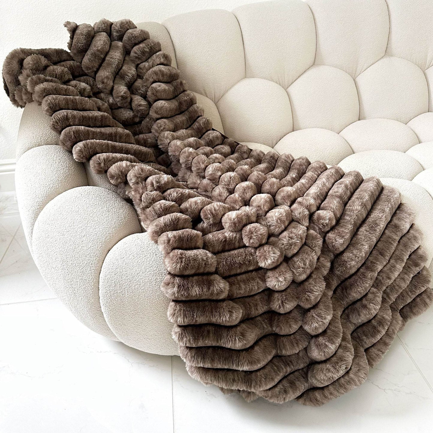 Plutus Brown Luxe Bunny Faux Fur Luxury Throw Blanket - Plutus Brands