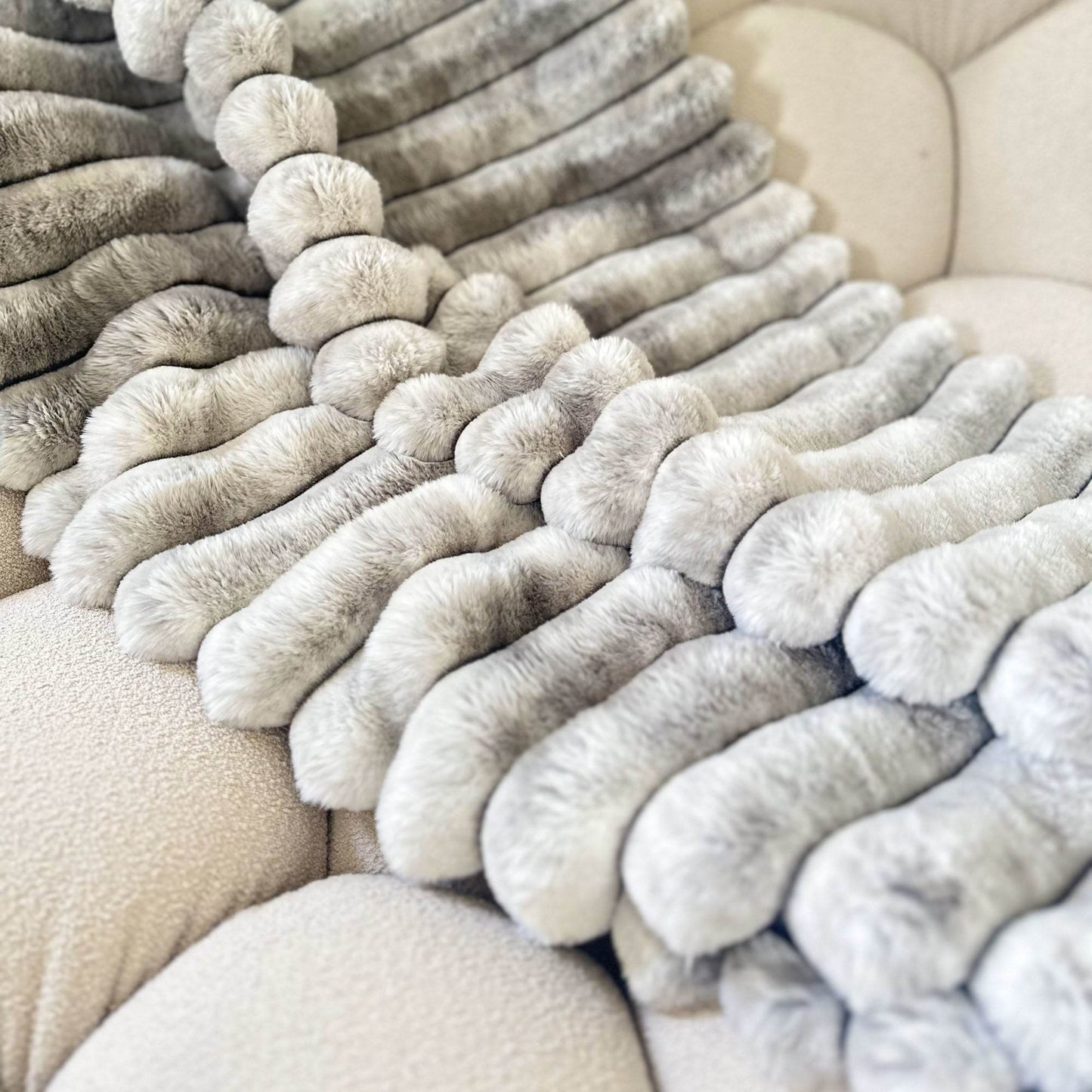Plutus Gray Silver Luxe Bunny Faux Fur Luxury Throw Blanket - Plutus Brands