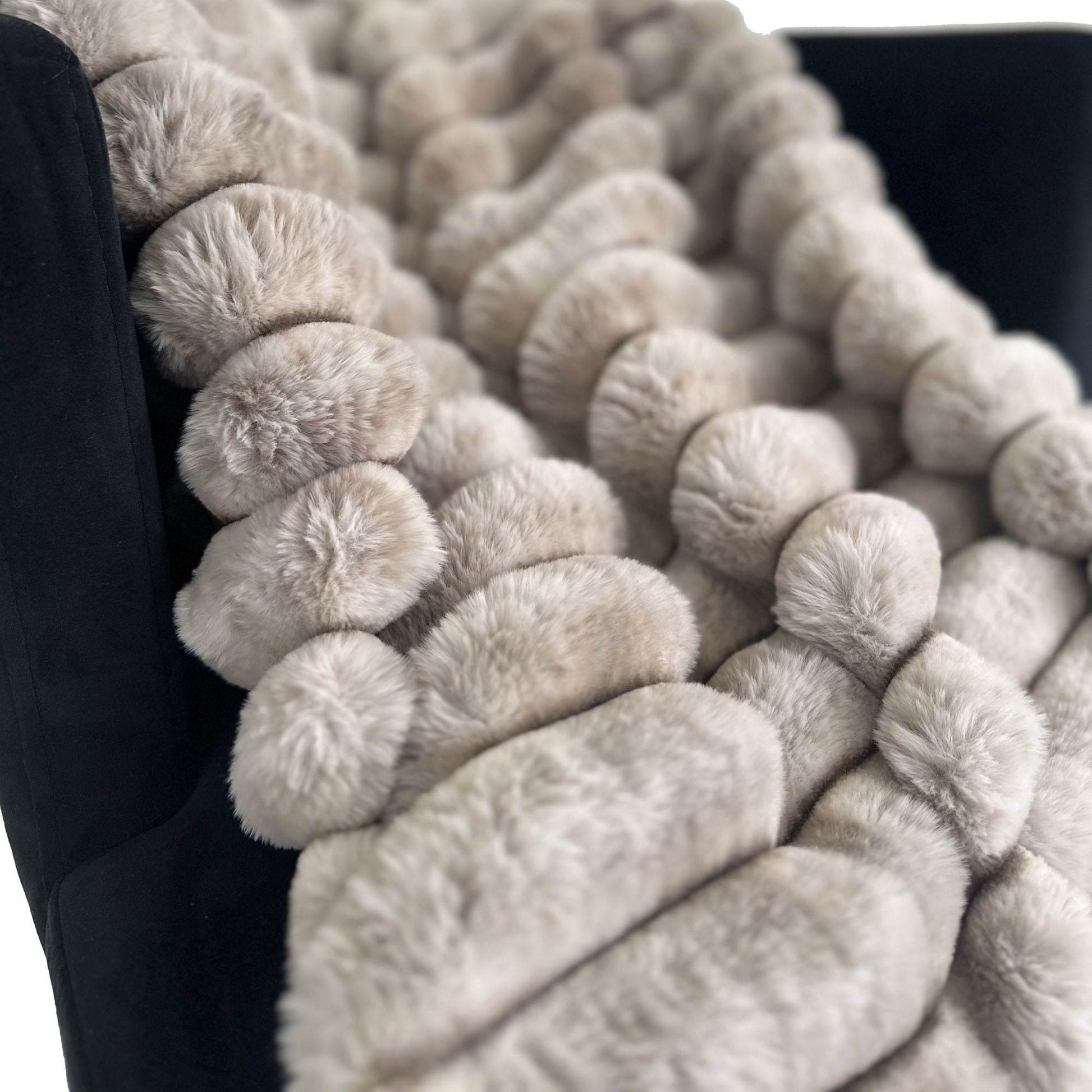 Plutus Taupe Luxe Bunny Faux Fur Luxury Throw Blanket - Plutus Brands