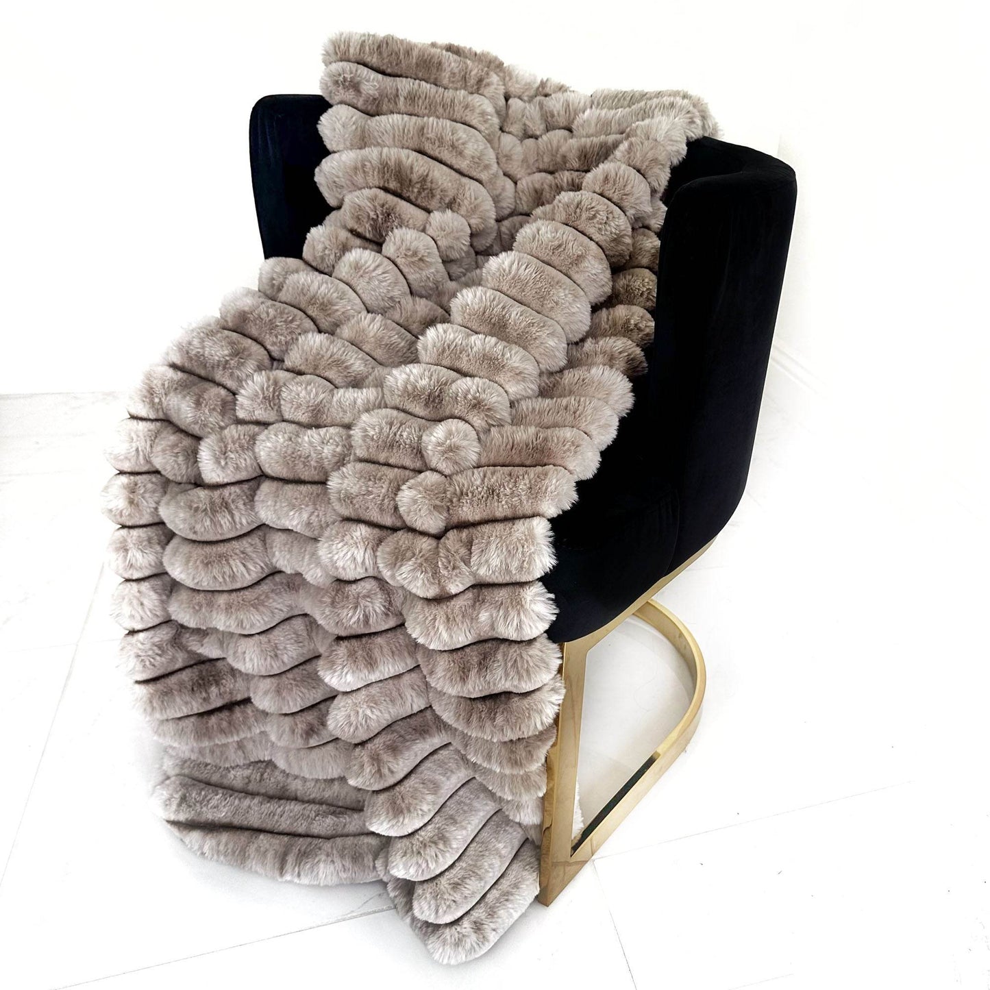 Plutus Taupe Luxe Bunny Faux Fur Luxury Throw Blanket - Plutus Brands