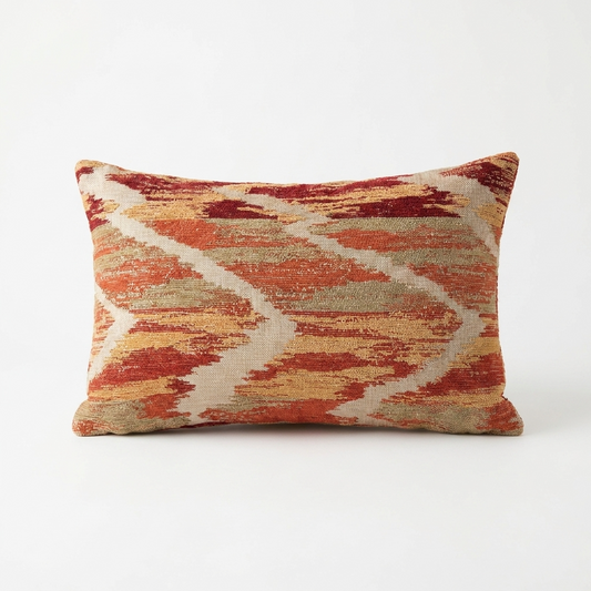 Tangelo Avalanche Orange Ikat Luxury Outdoor/Indoor Throw Pillow