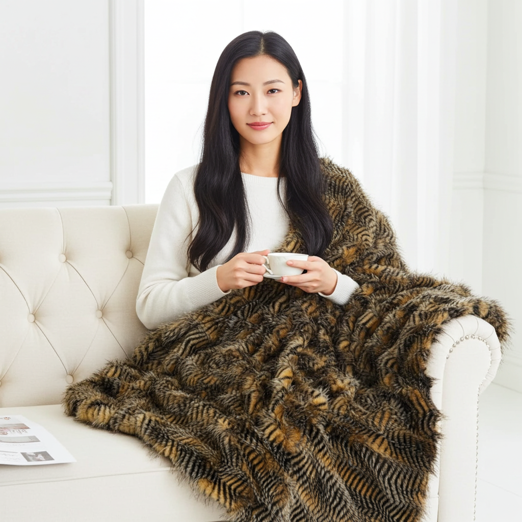 Porcupine Mocha Faux Fur Luxury Throw