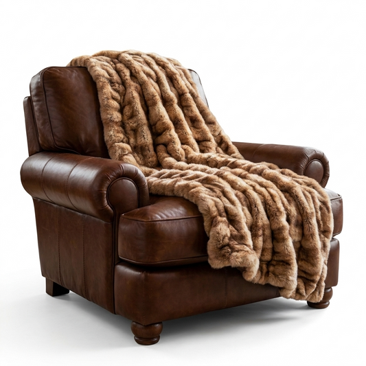Frost Mink Light Brown Faux Fur Luxury Throw