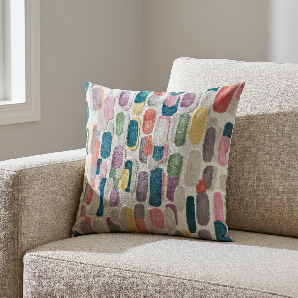 Plutus Gilded Petal Geometric Multicolor Velvet Luxury Throw Pillow