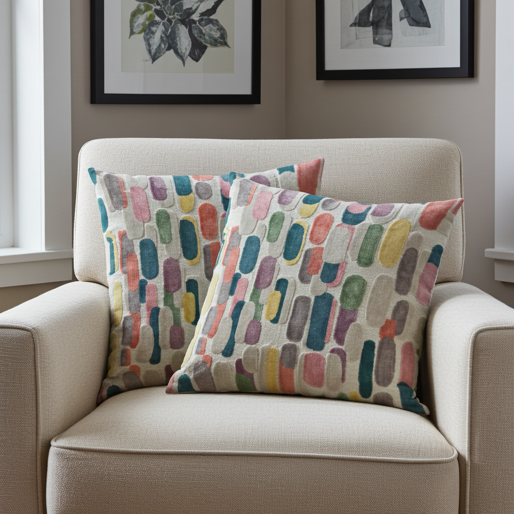 Plutus Gilded Petal Geometric Multicolor Velvet Luxury Throw Pillow