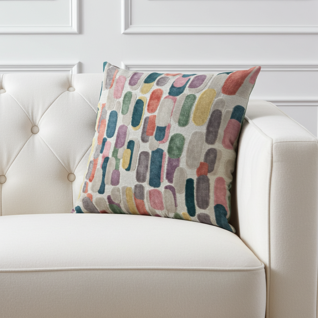 Plutus Gilded Petal Geometric Multicolor Velvet Luxury Throw Pillow