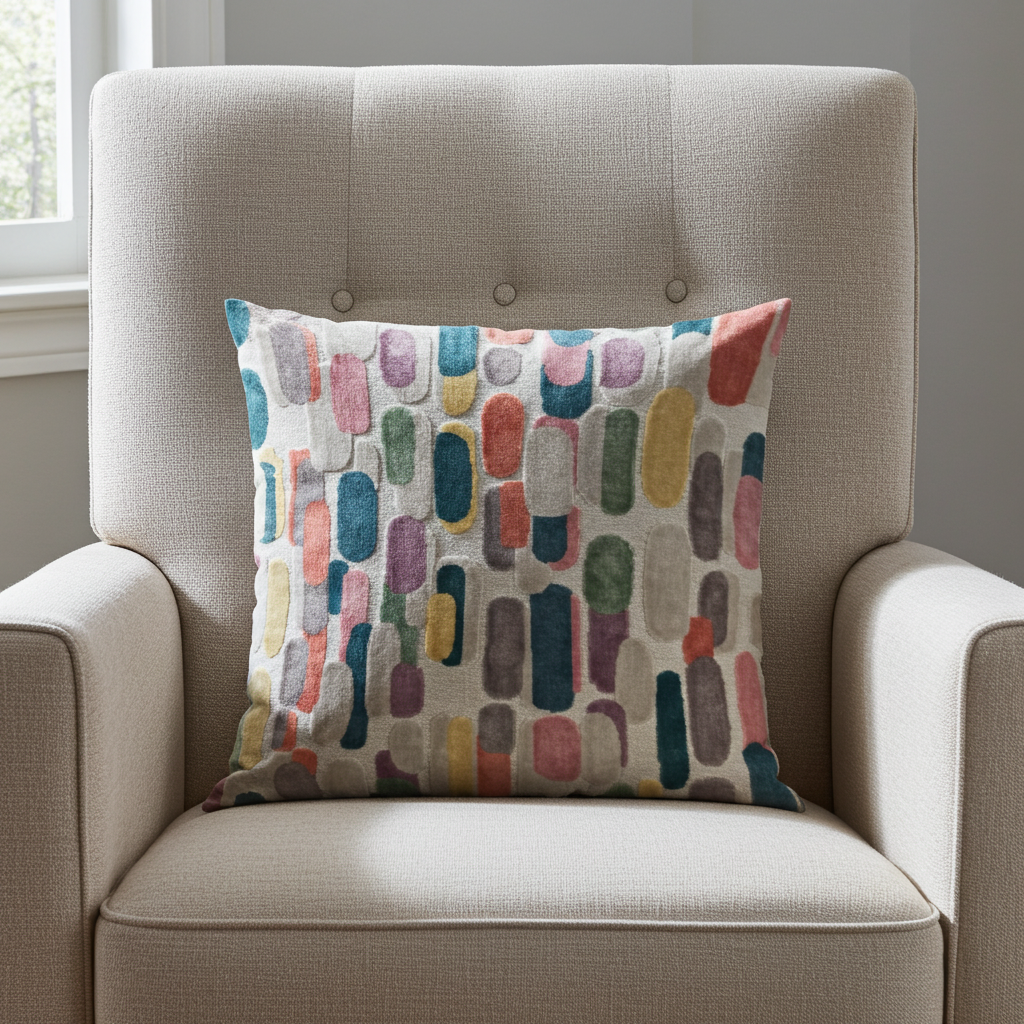 Plutus Gilded Petal Geometric Multicolor Velvet Luxury Throw Pillow