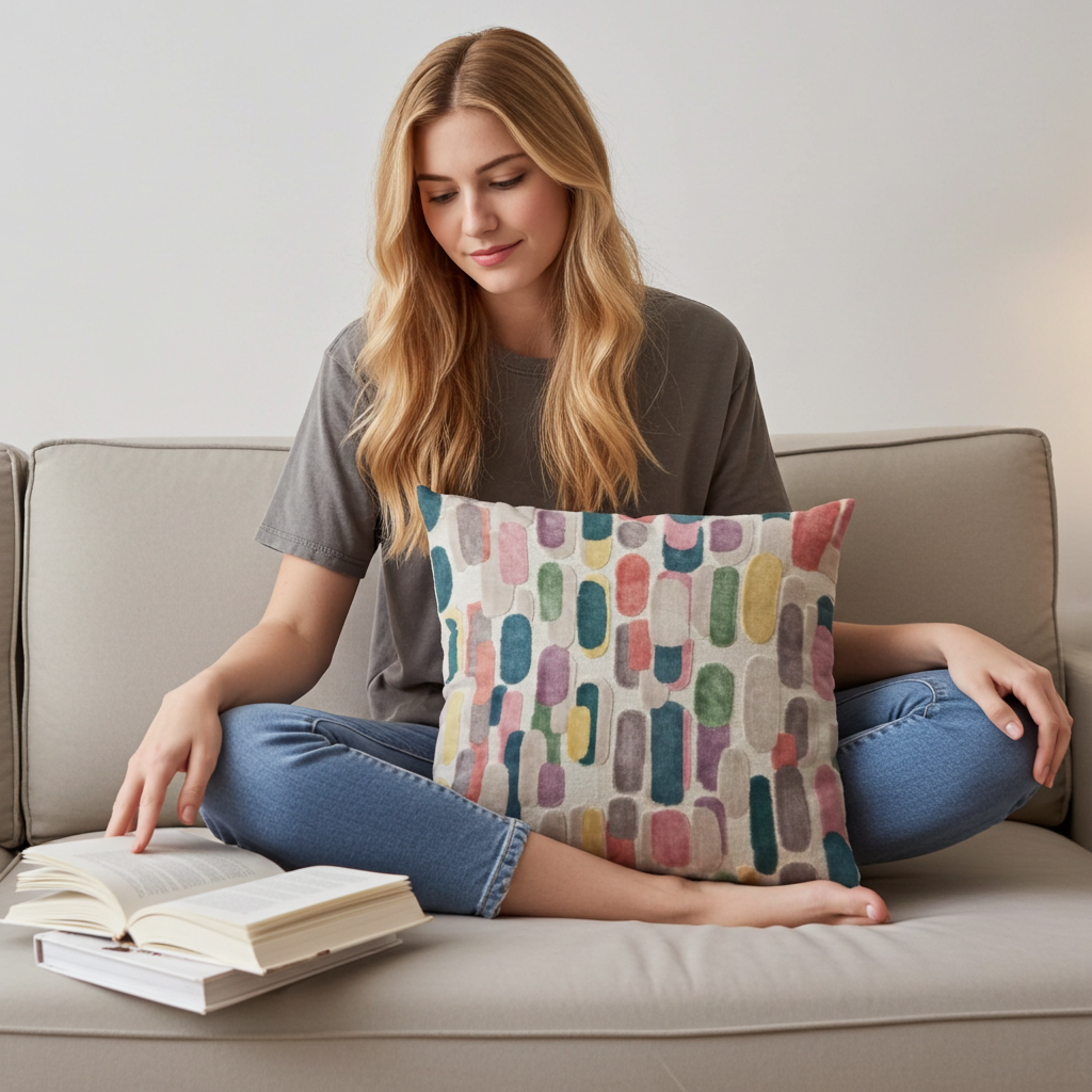 Plutus Gilded Petal Geometric Multicolor Velvet Luxury Throw Pillow