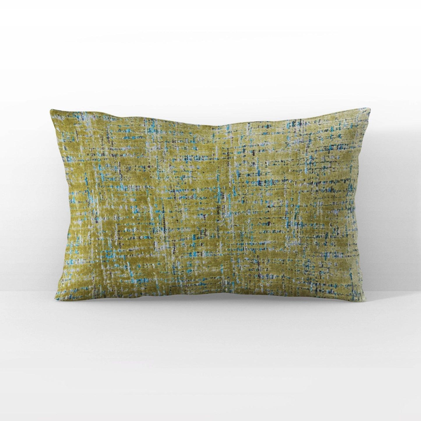 Plutus Luxe Aurora Textured Olive Blue Velvet Luxury Throw Pillow - Plutus Brands