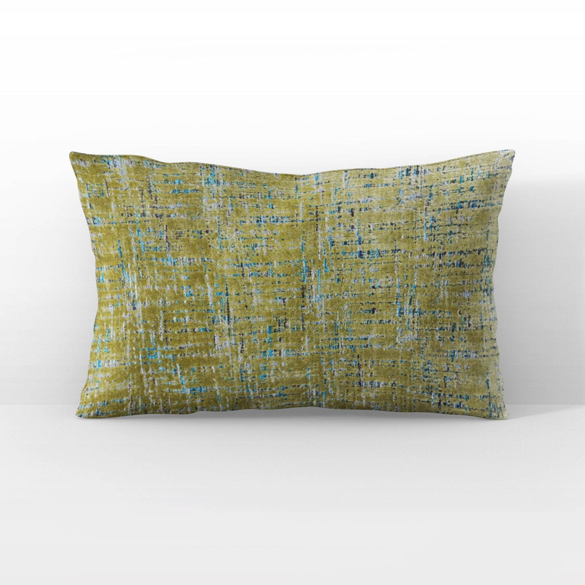 Plutus Luxe Aurora Textured Olive Blue Velvet Luxury Throw Pillow - Plutus Brands