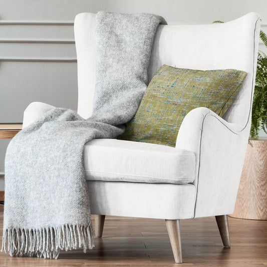 Plutus Luxe Aurora Textured Olive Blue Velvet Luxury Throw Pillow - Plutus Brands