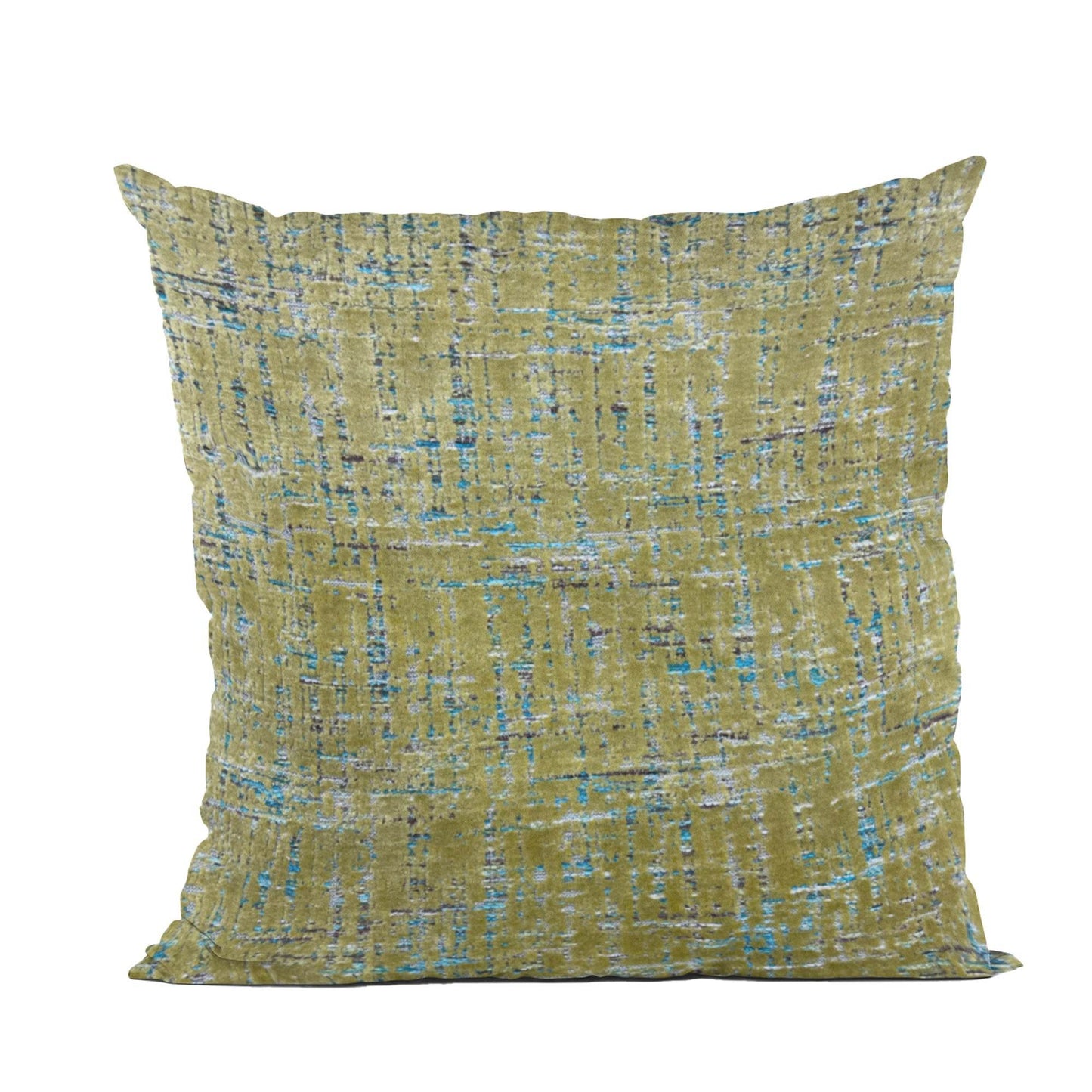 Plutus Luxe Aurora Textured Olive Blue Velvet Luxury Throw Pillow - Plutus Brands
