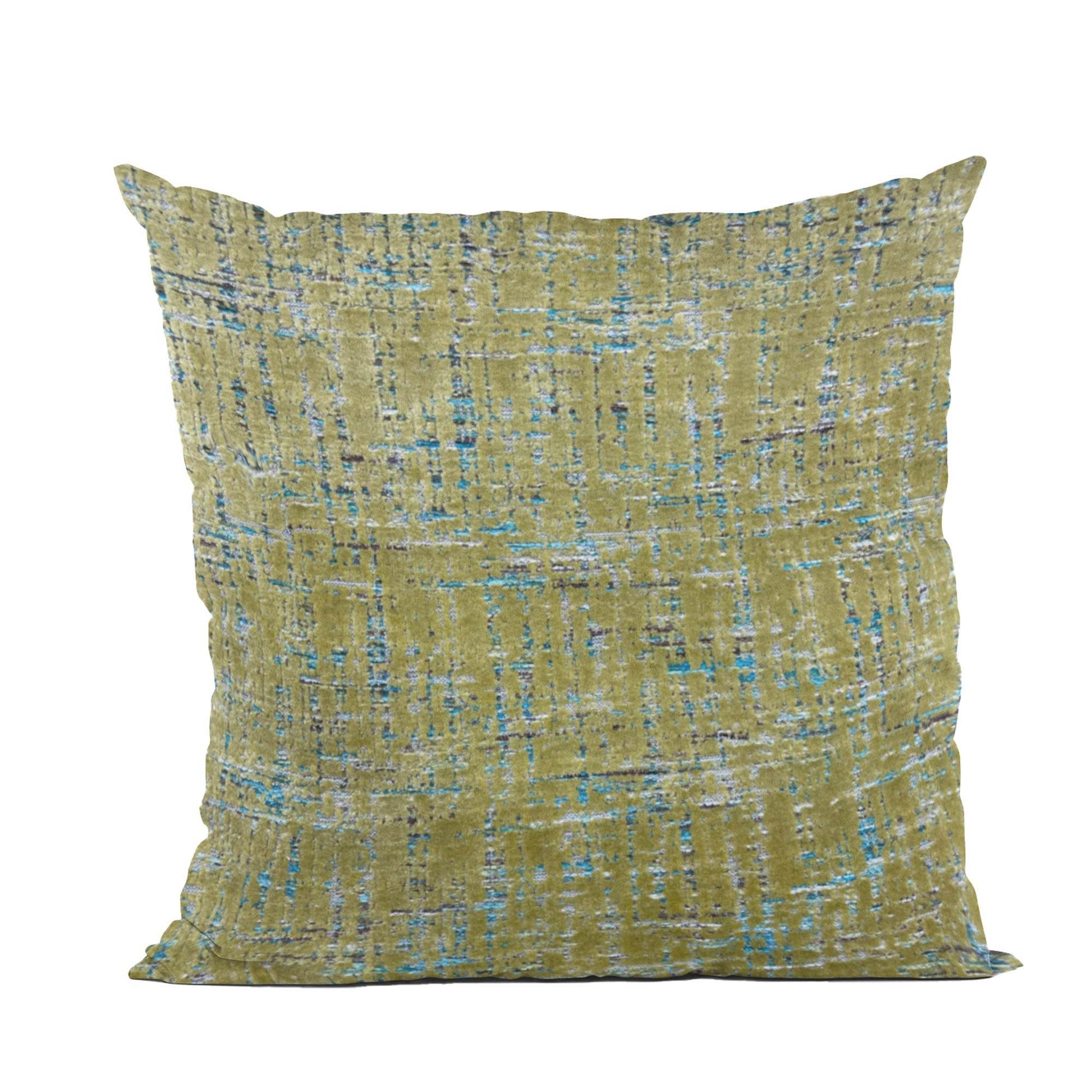 Plutus Luxe Aurora Textured Olive Blue Velvet Luxury Throw Pillow - Plutus Brands
