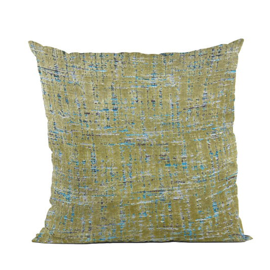 Plutus Luxe Aurora Textured Olive Blue Velvet Luxury Throw Pillow - Plutus Brands