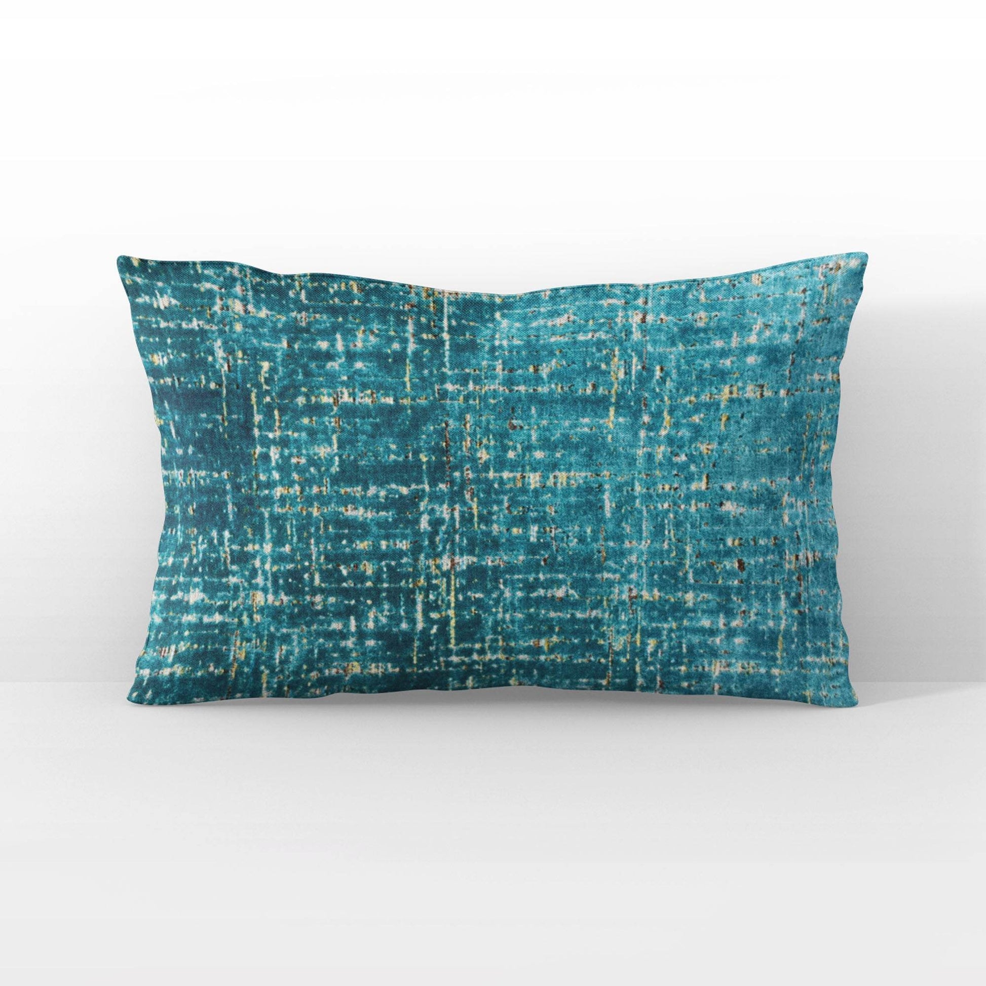 Plutus Luxe Aurora Textured Teal Gold Velvet Luxury Throw Pillow - Plutus Brands