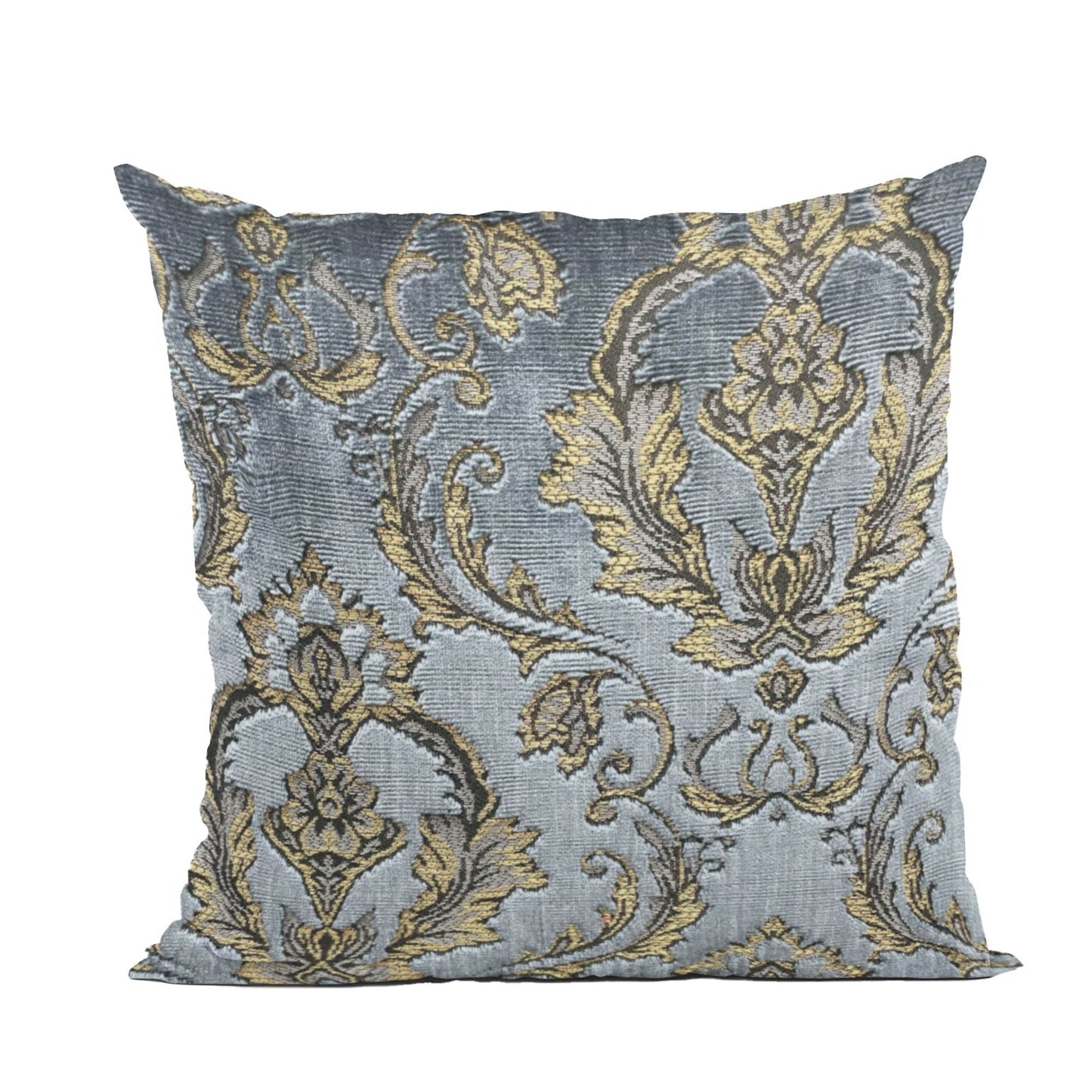 Plutus Versailles Grandeur Damask Gray Gold Velvet Luxury Throw Pillow - Plutus Brands