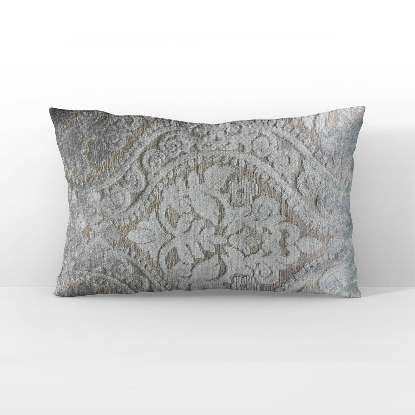 Plutus Versailles Grandeur Damask Gray Silver Velvet Luxury Throw Pillow - Plutus Brands