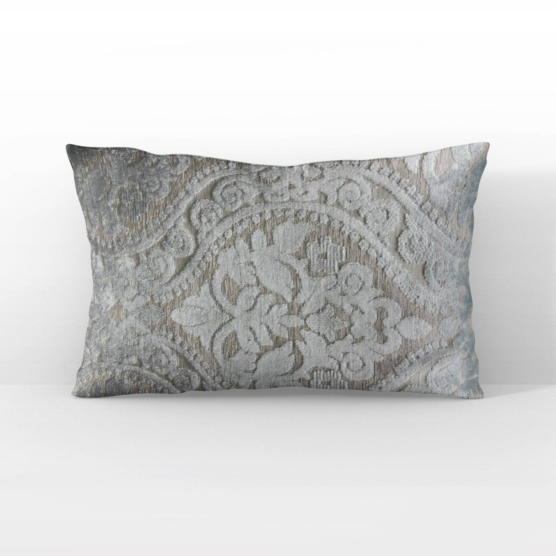 Plutus Versailles Grandeur Damask Gray Silver Velvet Luxury Throw Pillow - Plutus Brands