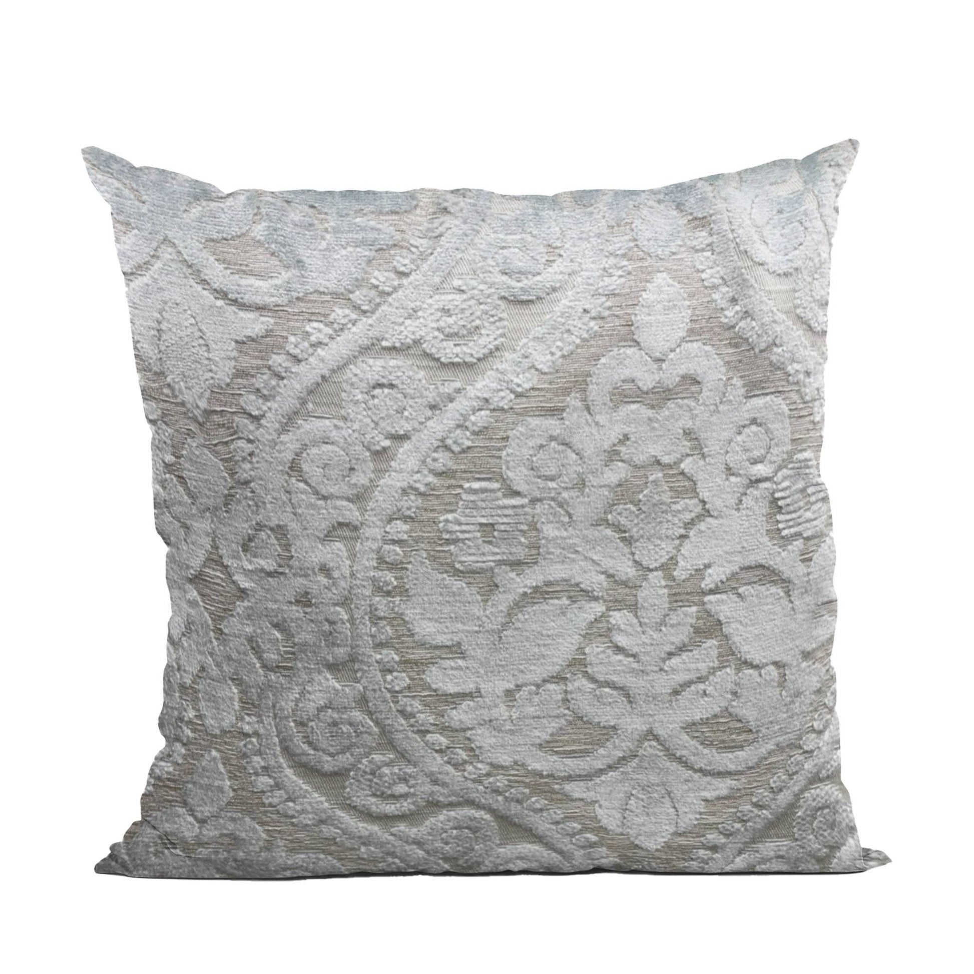Plutus Versailles Grandeur Damask Gray Silver Velvet Luxury Throw Pillow - Plutus Brands
