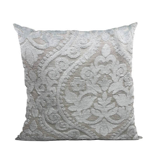Plutus Versailles Grandeur Damask Gray Silver Velvet Luxury Throw Pillow - Plutus Brands