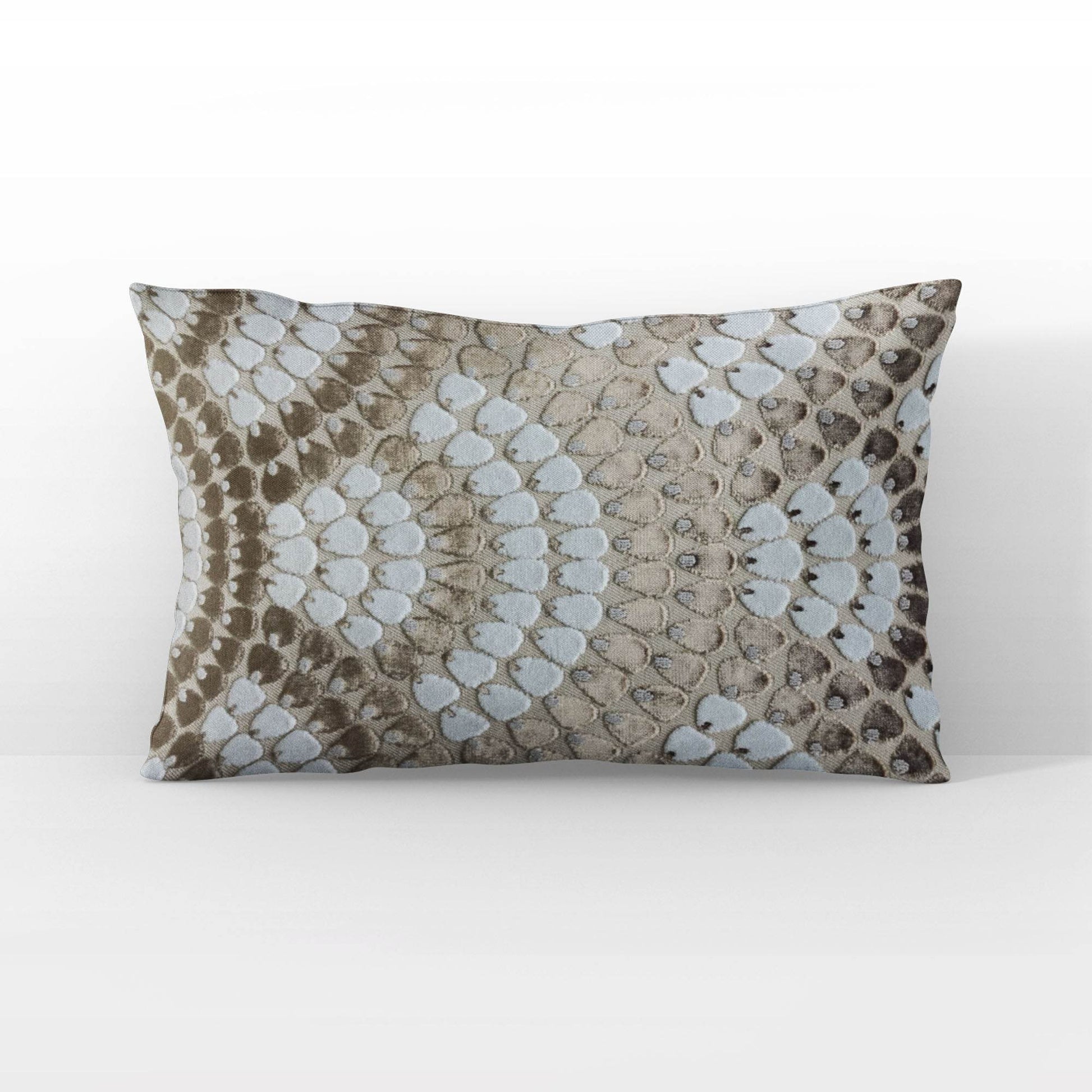 Plutus Sea Whisper Abstract Blue Taupe Velvet Luxury Throw Pillow - Plutus Brands