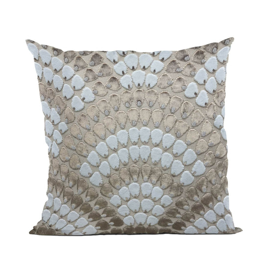 Plutus Sea Whisper Abstract Blue Taupe Velvet Luxury Throw Pillow - Plutus Brands