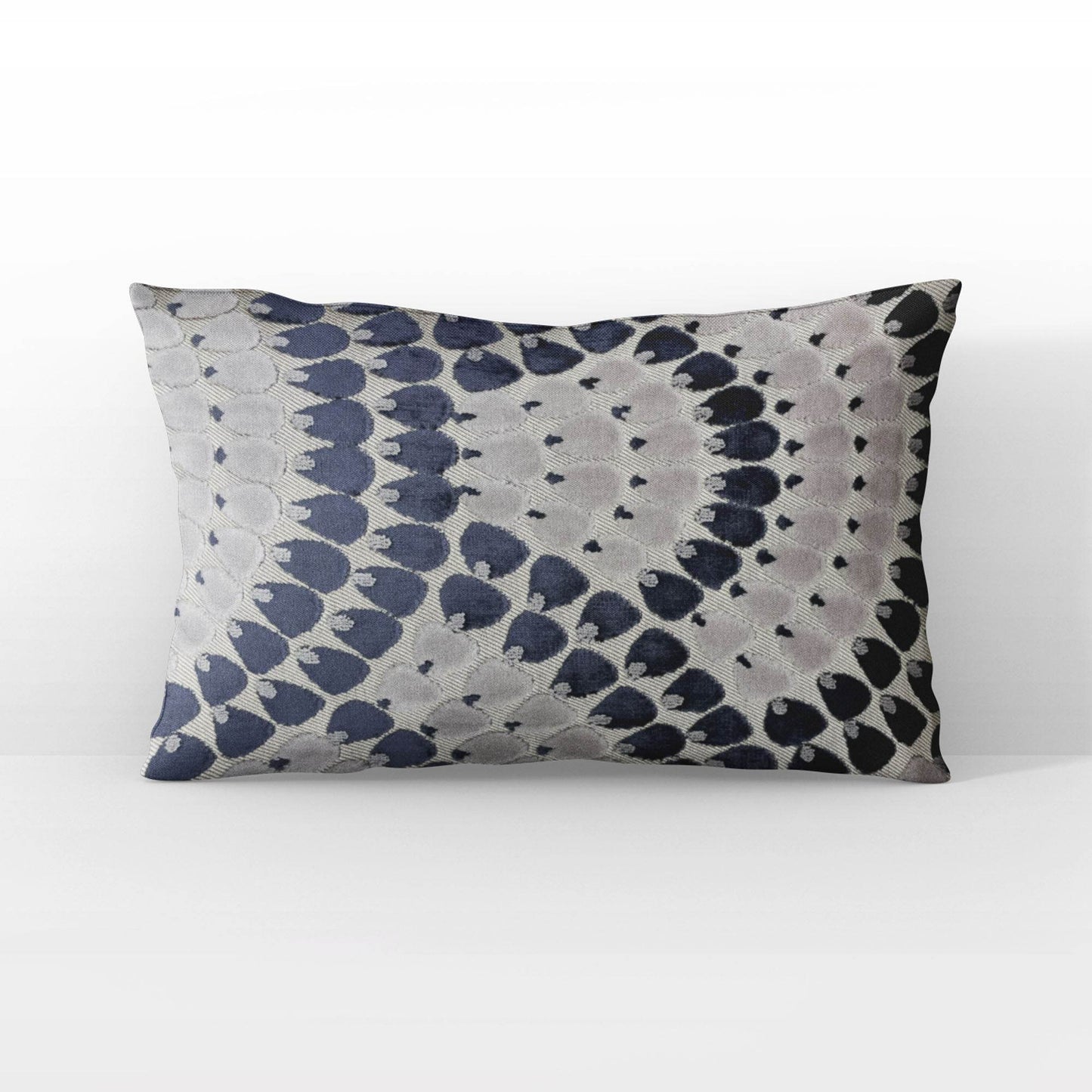 Plutus Sea Whisper Abstract Navy Taupe Velvet Luxury Throw Pillow - Plutus Brands