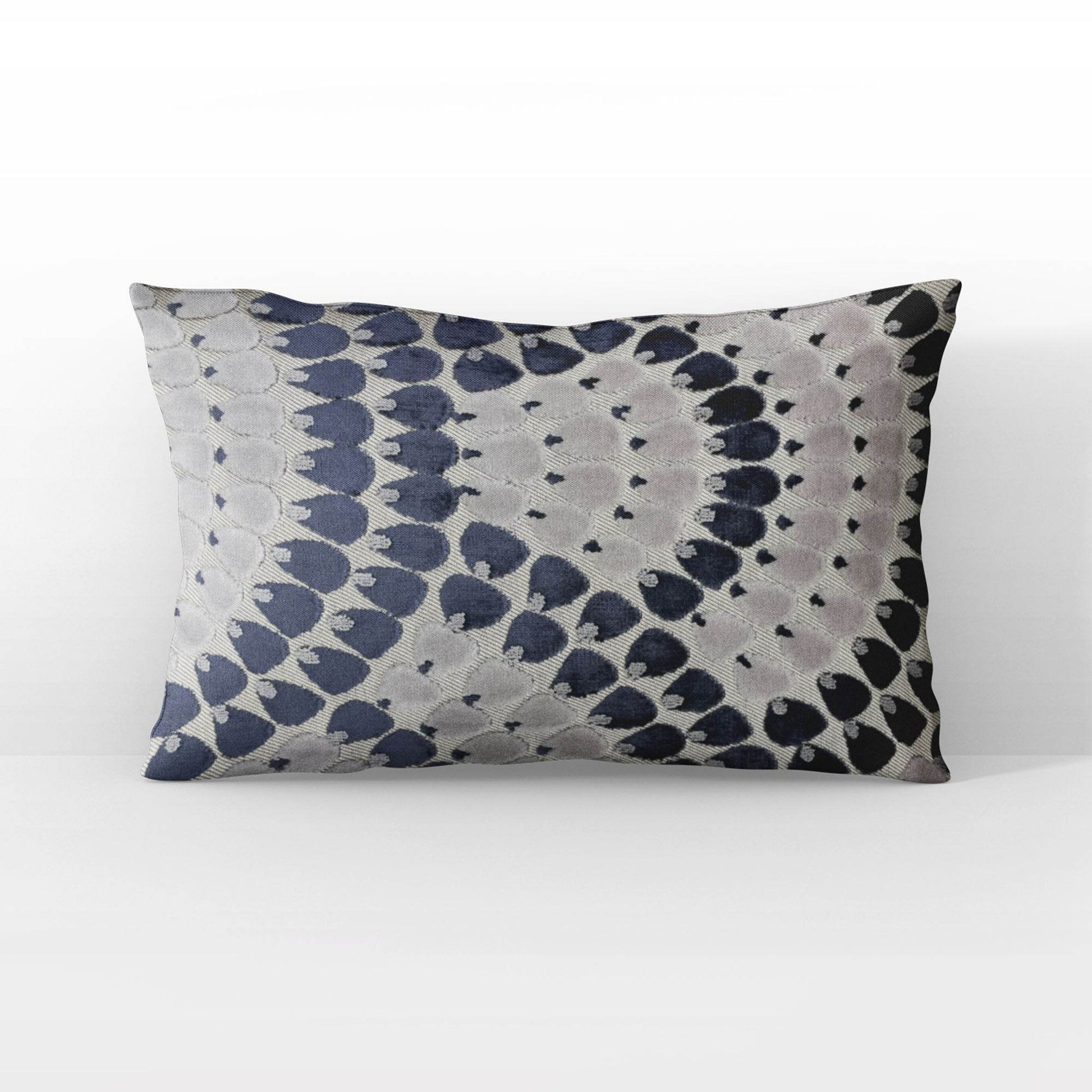 Plutus Sea Whisper Abstract Navy Taupe Velvet Luxury Throw Pillow - Plutus Brands