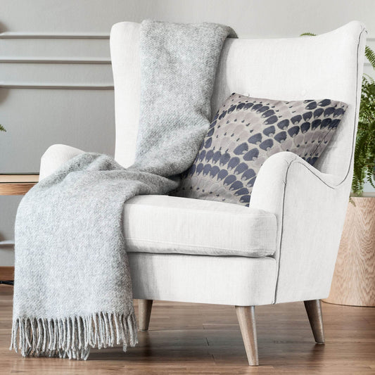 Plutus Sea Whisper Abstract Navy Taupe Velvet Luxury Throw Pillow - Plutus Brands