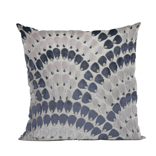 Plutus Sea Whisper Abstract Navy Taupe Velvet Luxury Throw Pillow - Plutus Brands