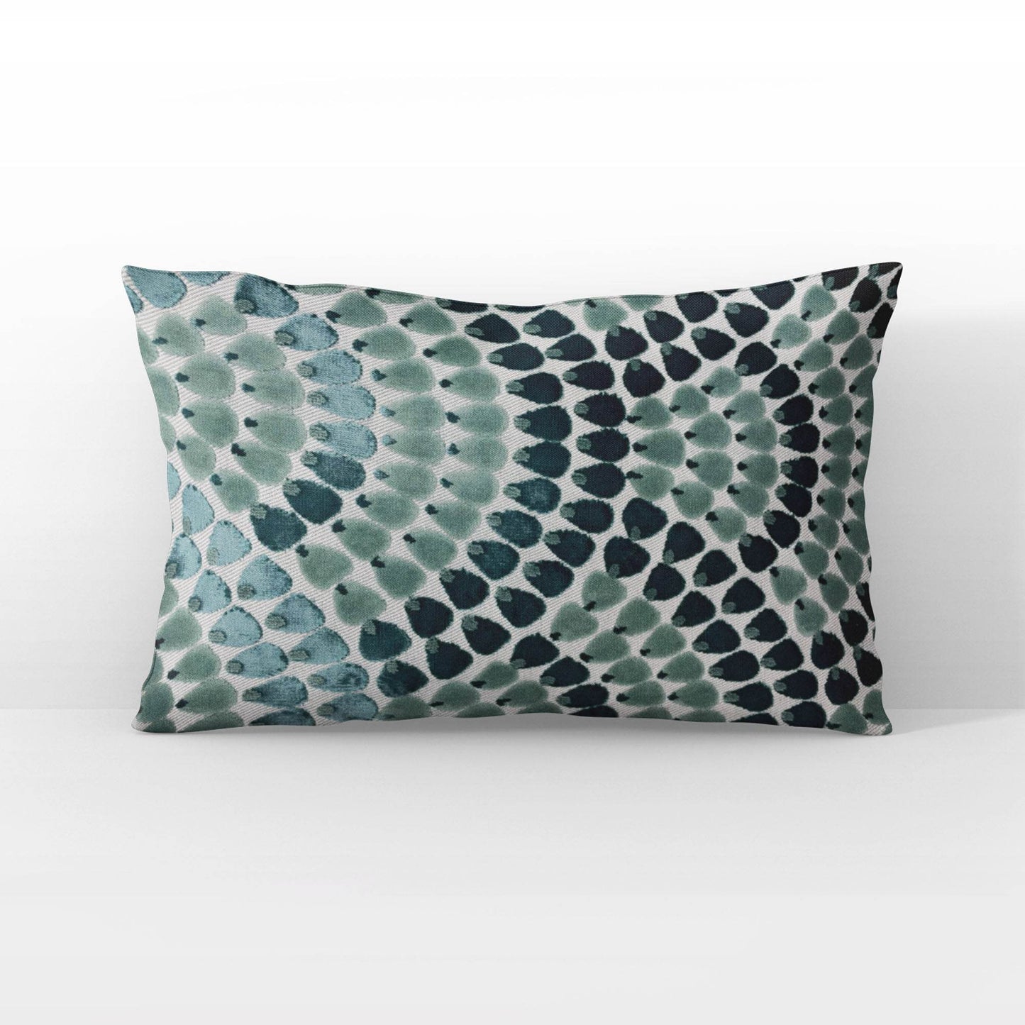 Plutus Sea Whisper Abstract Green Navy Velvet Luxury Throw Pillow - Plutus Brands