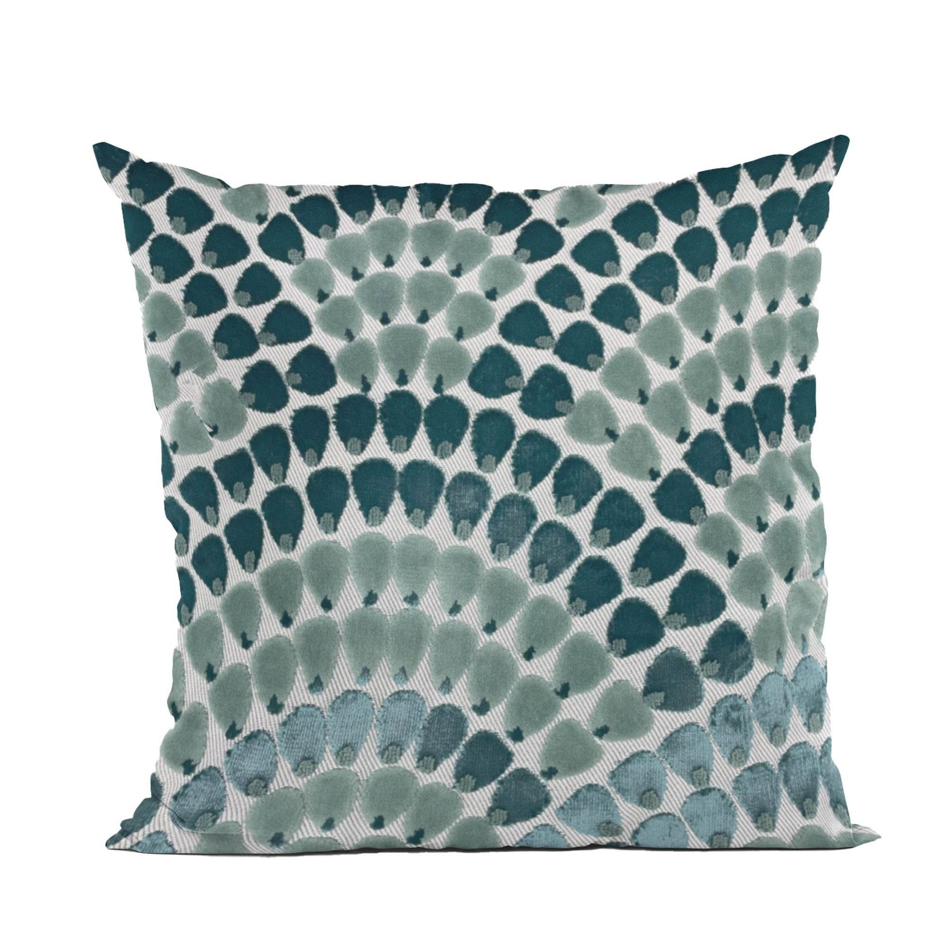 Plutus Sea Whisper Abstract Green Navy Velvet Luxury Throw Pillow - Plutus Brands